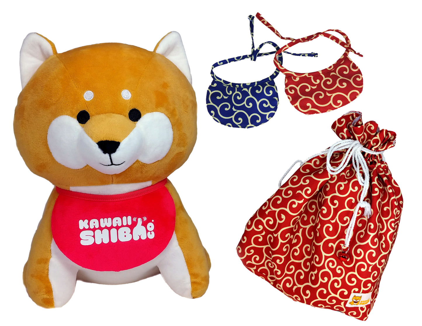 Ultimate Shiba Lover's Set! - Shiba Inu Plush - Official Kawaii Shiba Co. Plush With Bandana and Bag Set