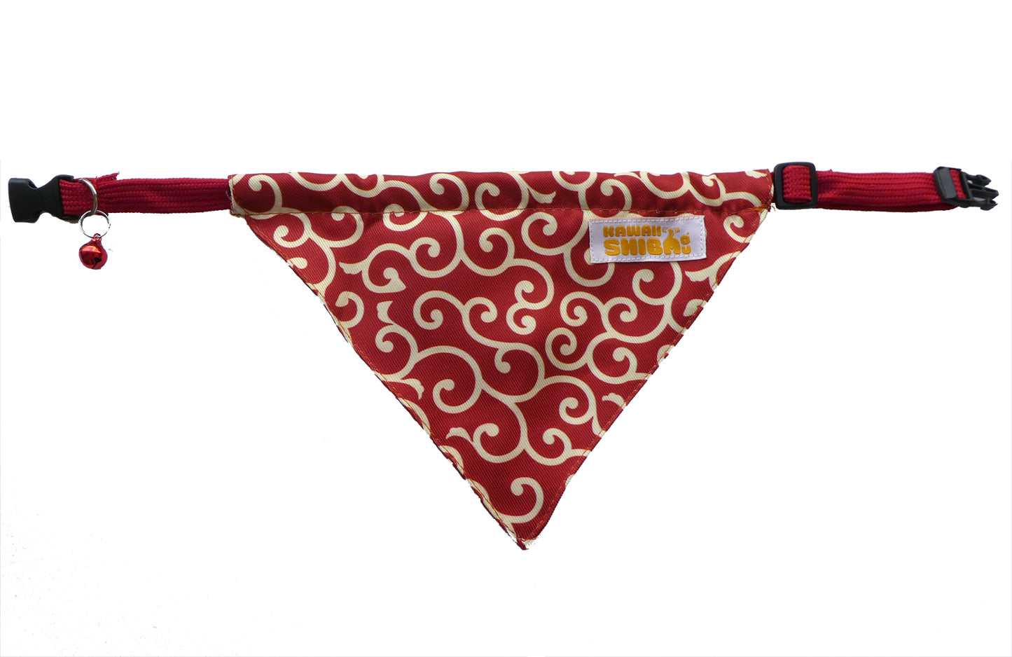 Kawaii Shiba Co. Karakusa Japanese Shiba Inu Dog Bandana with Adjustable Collar - RED